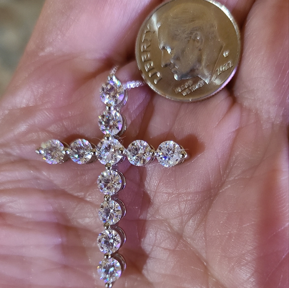 Moissanite Cross Necklace 4.02ctw. - Picture 7 of 12